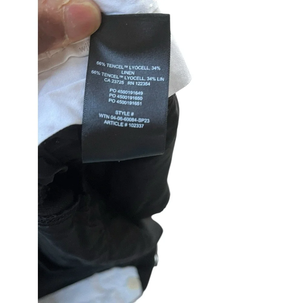 Aritzia Effortless Pant Black Linen Blend Wide Leg Cropped Trousers , Size 4‎